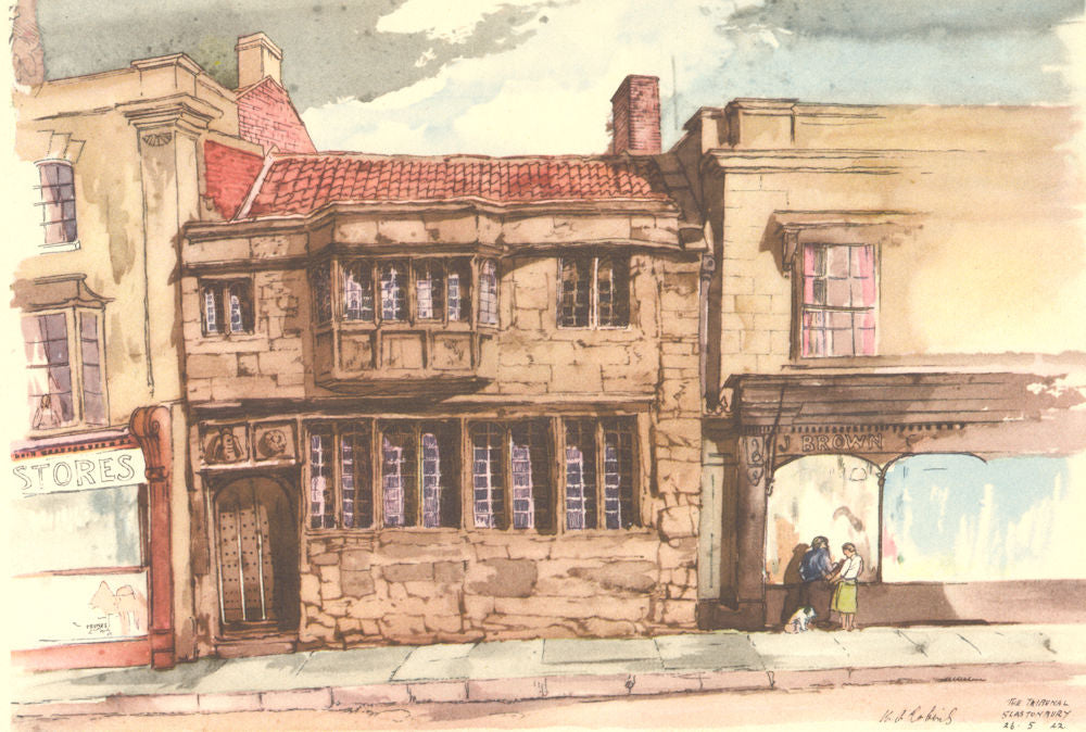 GLASTONBURY. Tribunal. Somerset. By WP Robins 1949 old vintage print picture